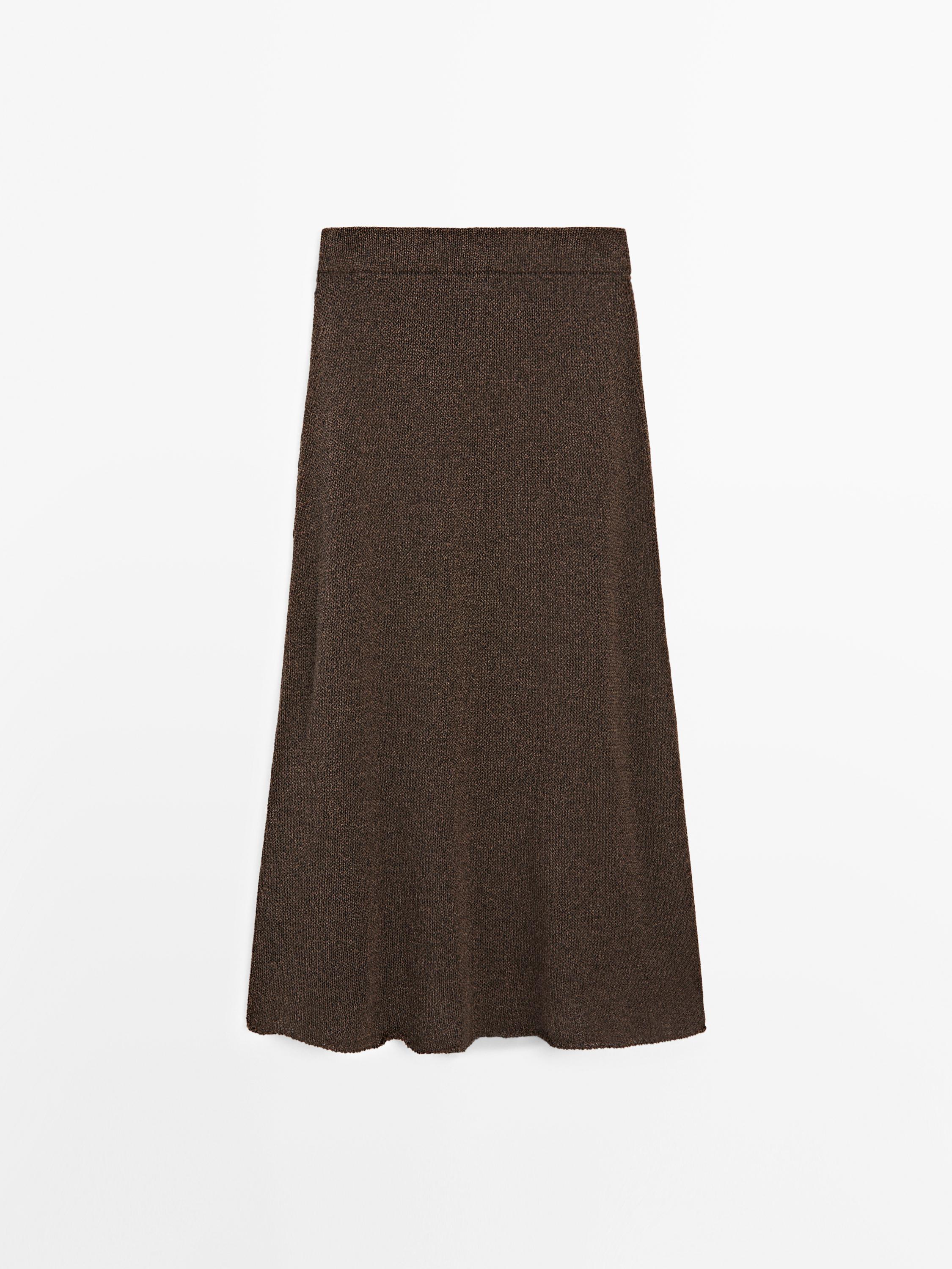 Long cotton blend knit skirt